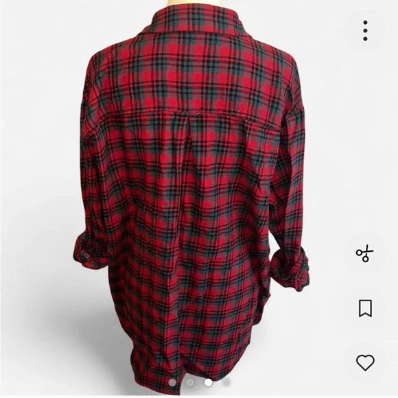 Old Navy Red Plaid Button Down Flannel Size XL - Picture 3 of 4